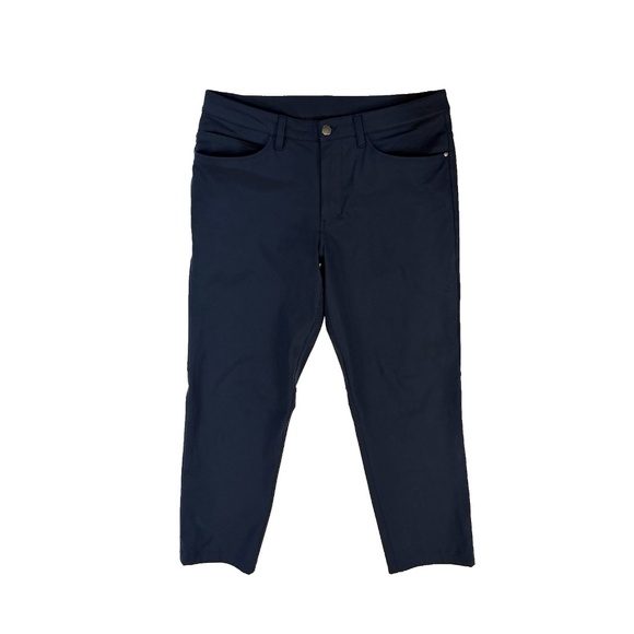 Lululemon Men Size 32 ABC Classic-Fit 5 Pocket Pant Navy Blue 27” Warpstreme - Picture 1 of 16
